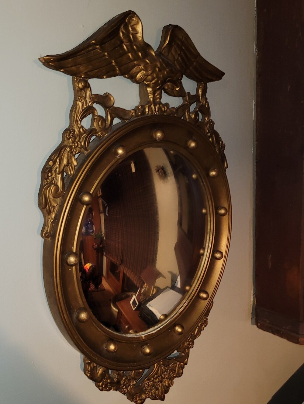 Vintage Wooden Framed Convex Mirror / On Hold - Picture 3 of 10